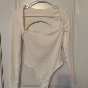 SHEIN White Ribbed Knit Top NWOT